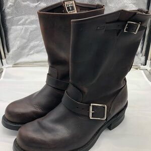 Frye Dark Brown Leather Boots with buckles size 8 1/2 M